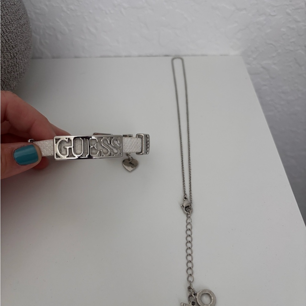 Guess Silver Bracelet and Necklace Set
